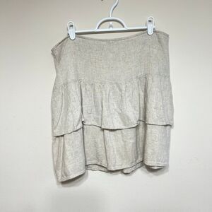 Abercrombie and Fitch Beige Linen Blend Mini Tiered Skirt Large Women